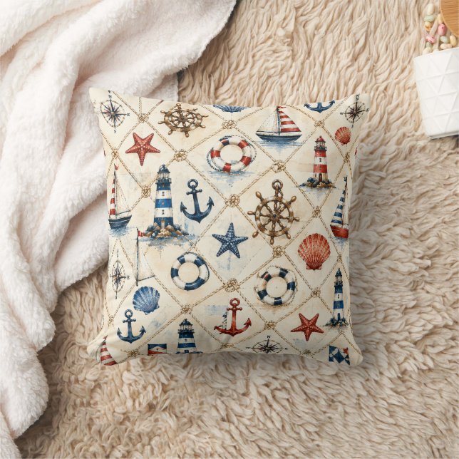 Coastal Nautical Seamless Pattern Cushion (Blanket)