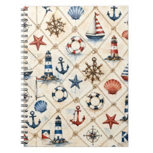 Coastal Nautical Seamless Pattern Notebook