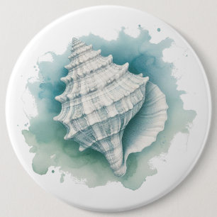 Coastal/Nautical seashell  6 Cm Round Badge