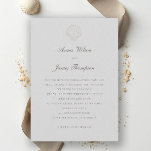 Coastal Nautical Seashell Formal Classic Wedding Invitation