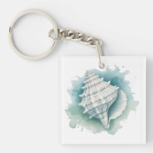 Coastal/Nautical seashell  Key Ring