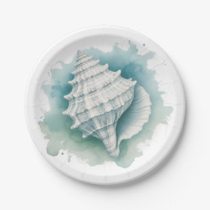 Coastal/Nautical seashell Paper Plate