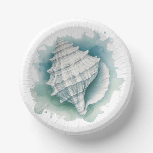 Coastal/Nautical seashell  Paper Plate (Front)