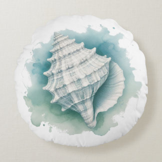 Coastal/Nautical seashell  Round Cushion