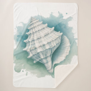 Coastal/Nautical seashell  Sherpa Blanket