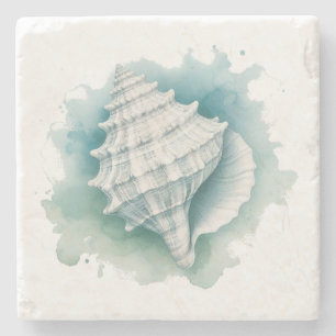 Coastal/Nautical seashell  Stone Coaster