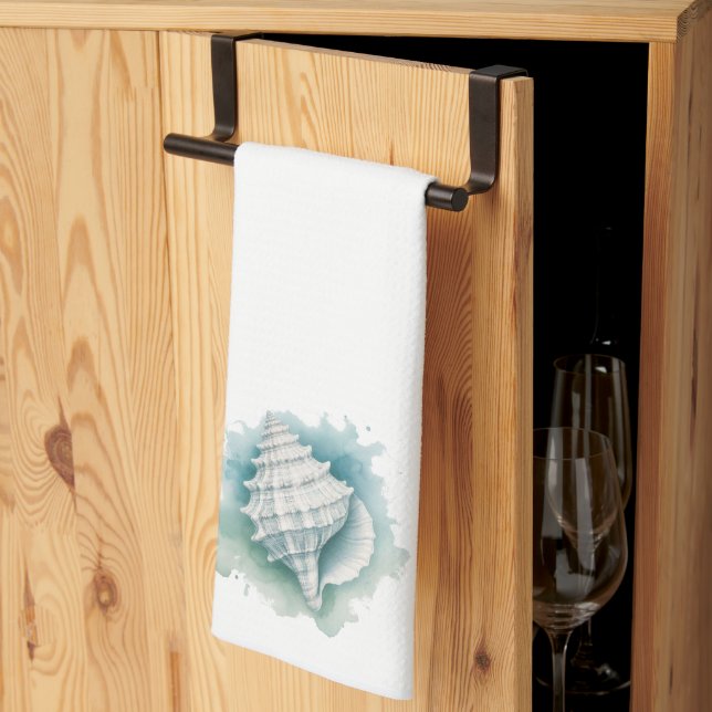 Coastal/Nautical seashell  Tea Towel (Thirds Fold)