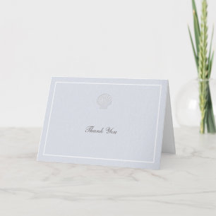 Coastal Nautical Shell Blue White Formal Wedding Thank You Card