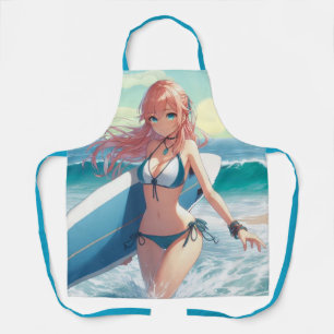 Coastal/Nautical/tropical anime surfer girl Apron