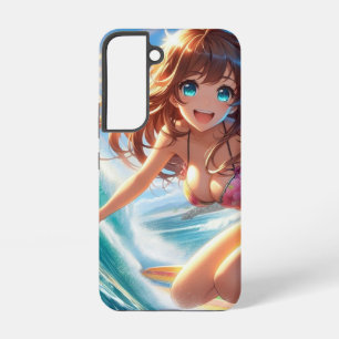 Coastal/Nautical/tropical anime surfer girl Samsung Galaxy Case