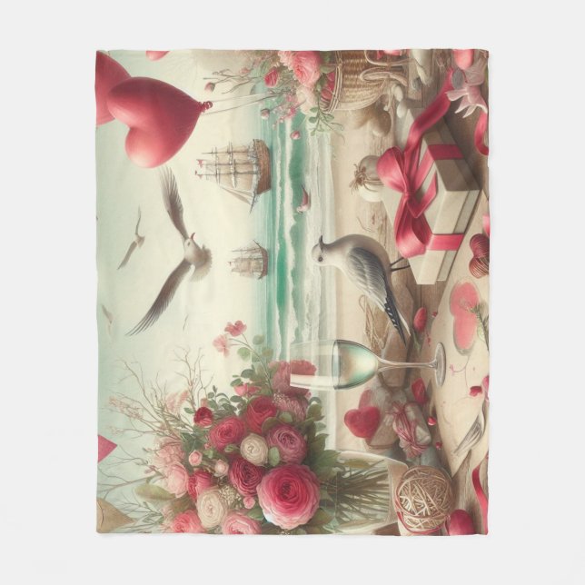 Coastal/Nautical Valentine's day  Fleece Blanket (Front)