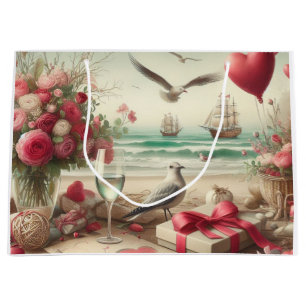 Coastal/Nautical Valentine's day  Large Gift Bag