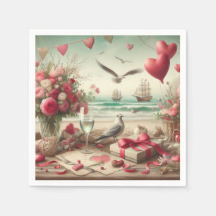 Coastal/Nautical Valentine's day  Napkin
