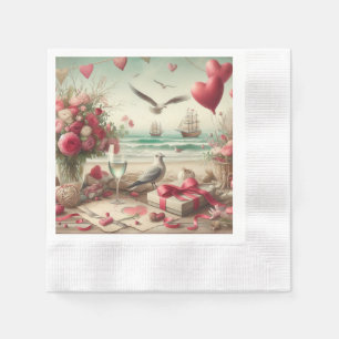 Coastal/Nautical Valentine's day  Napkin