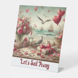 Coastal/Nautical Valentine's day  Pedestal Sign