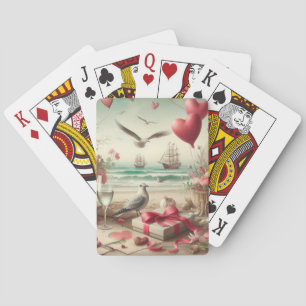 Coastal/Nautical Valentine's day  Playing Cards