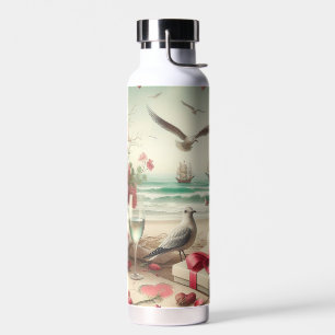 Coastal/Nautical Valentine's day  Water Bottle
