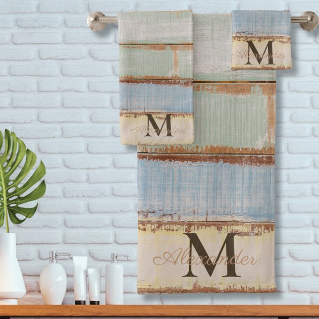 Coastal Nautical Weathered Summer Beach Wood  Bath Towel Set (Creator Uploaded)