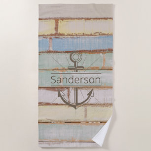 Coastal Nautical Weathered Summer Beach Wood Towel