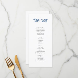 Coastal  Nautical Wedding Drinks Bar Menu Cards
