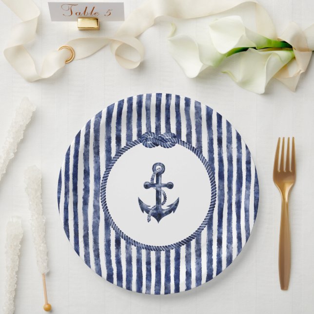 Coastal Nautical Wedding Paper Plate (Wedding)