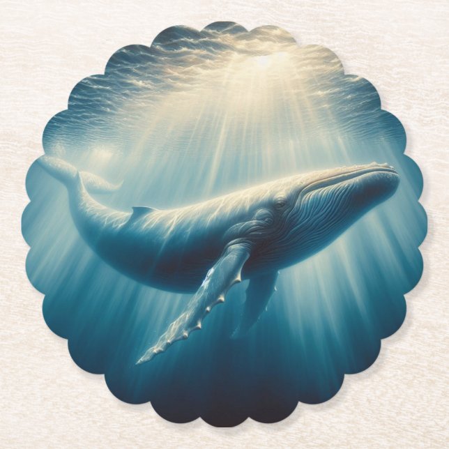 coastal/nautical whale paper coaster (Front)