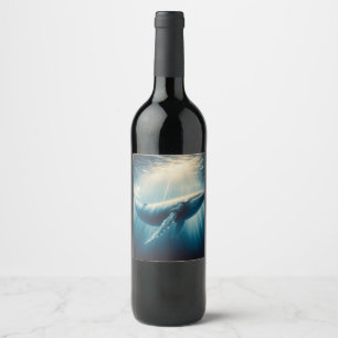 coastal/nautical whale wine label