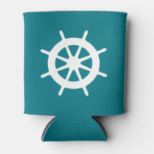 Coastal Nautical White Helm Can Cooler