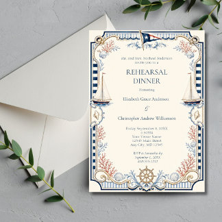 Coastal Nautical Yacht Club Rehearsal Dinner Invitation