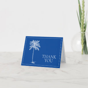 Coastal Navy Blue and White Palm Tree  Thank You Card