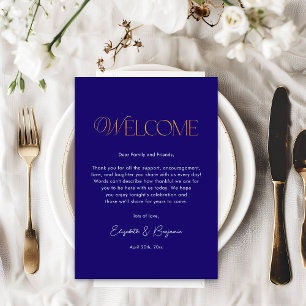 Coastal Navy Blue Gold Thank You Card Wedding