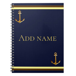 Coastal Navy Blue Personalised Back to School Name Notebook