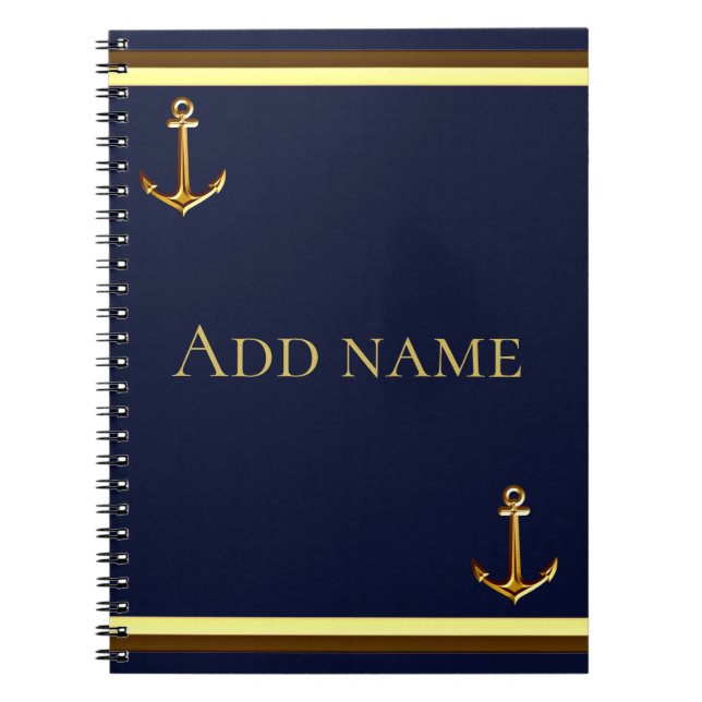 Coastal Navy Blue Personalised Back to School Name Notebook (Front)