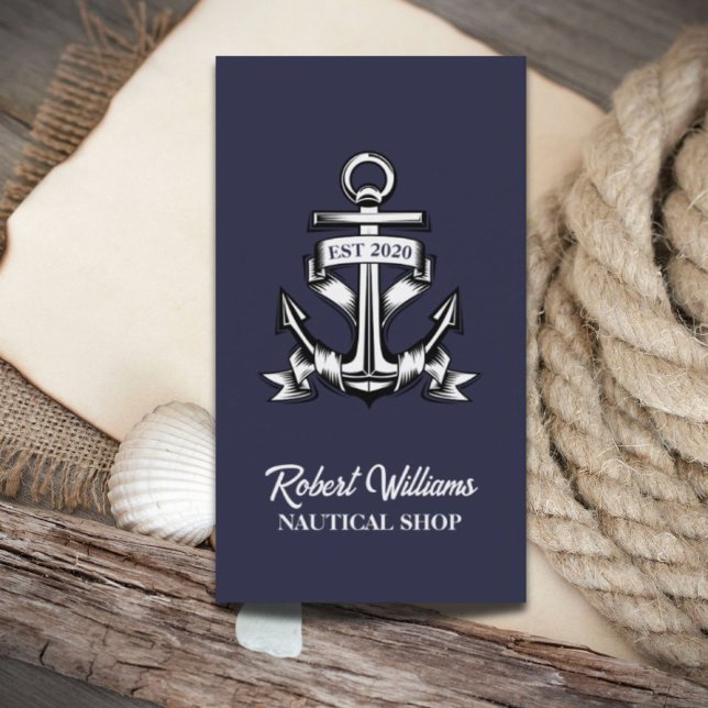 Coastal Navy Blue Yacht Boat Ship Anchor Nautical Business Card (Coastal Navy Blue Yacht Boat Ship Anchor Nautical Business Card)