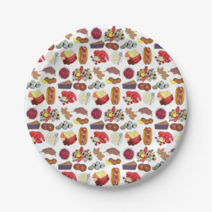 Coastal New England Foods Northeast America USA Paper Plate