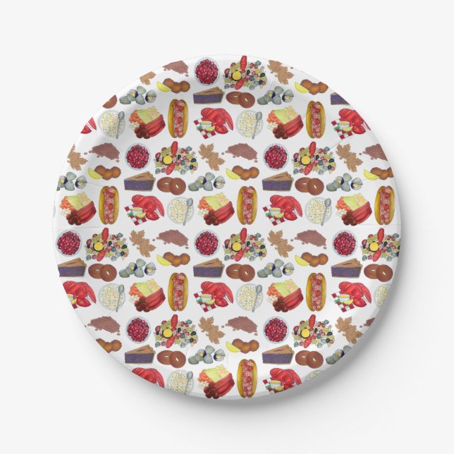 Coastal New England Foods Northeast America USA Paper Plate (Front)