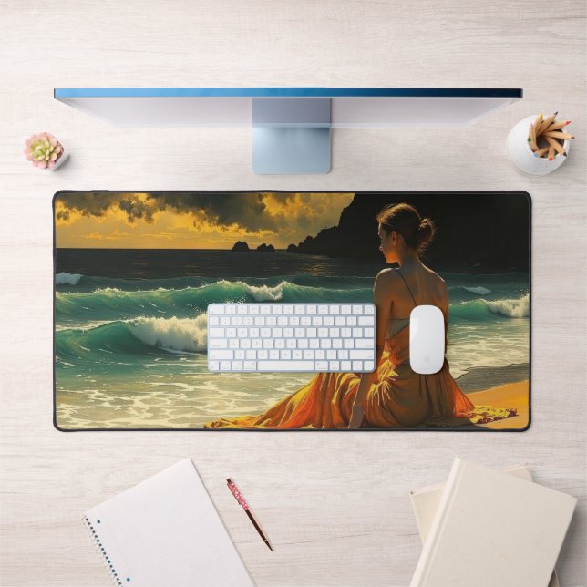 Coastal Night Seaside Reflection   Desk Mat (Office 1)