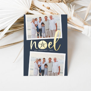 Coastal Noel   2 Photo Christmas Foil Holiday Card