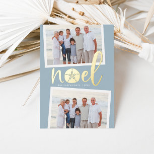 Coastal Noel 2 Photo Christmas Foil Holiday Card