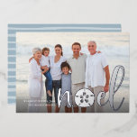 Coastal Noel | Christmas Photo Foil Holiday Card<br><div class="desc">Chic coastal style holiday card adds beachy flair to your Christmas greetings. Perfect for sharing a vacation photo, or for families who live in coastal, tropical, warm weather or island locales, this elegant design features your favourite horizontal or landscape orientated photo with "noel" overlaid in gold foil lettering and a...</div>