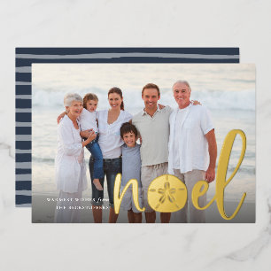 Coastal Noel   Christmas Photo Foil Holiday Card
