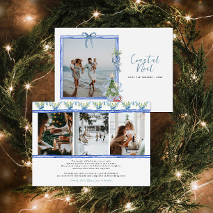 Coastal Noel   Elegant Coastal Christmas Photo Holiday Card