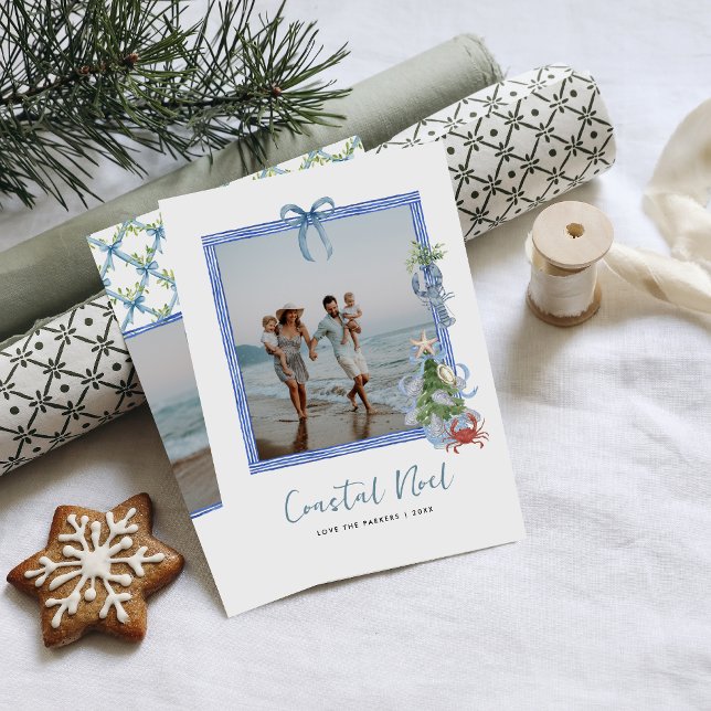 Coastal Noel | Elegant Coastal Christmas Photo Holiday Card (Creator Uploaded)