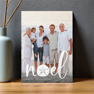 Coastal Noel   Vertical Christmas Photo Foil Holiday Card