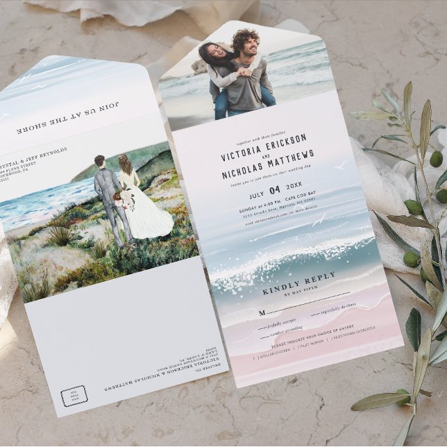 Coastal Ocean Beach All in One Wedding Invite (Creator Uploaded)