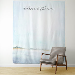 Coastal Ocean Beach Nautical Wedding Backdrop Tapestry