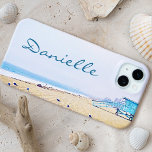 Coastal Ocean Beach Seagulls Photo Custom Name iPhone 15 Mini Case<br><div class="desc">Relax and remind yourself of the fresh salt smell of the ocean air whenever you use this stunning pastel-coloured photography personalised name cell phone case. Exhale and explore the solitude of an empty California beach. Makes a great gift for someone special! Just type in the name of your choice and...</div>