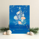 Coastal Ocean Beach Seashell Christmas Tree Foil Holiday Card<br><div class="desc">Who needs snowflakes when you have seashells! Capture a cool nautical casual and coastal vibe this holiday sea-son with our coastal seaside-inspired holiday foil card. We've hand-painted beautiful watercolor ocean seashells in splashes of coastal blue, rosy pink, sandy white, teals, and peach shades to create a calm coastal vibe to...</div>