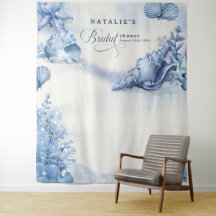 Coastal Ocean Blue Seashell Bridal Shower Welcome