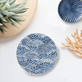 Coastal Ocean Blue White Coaster
